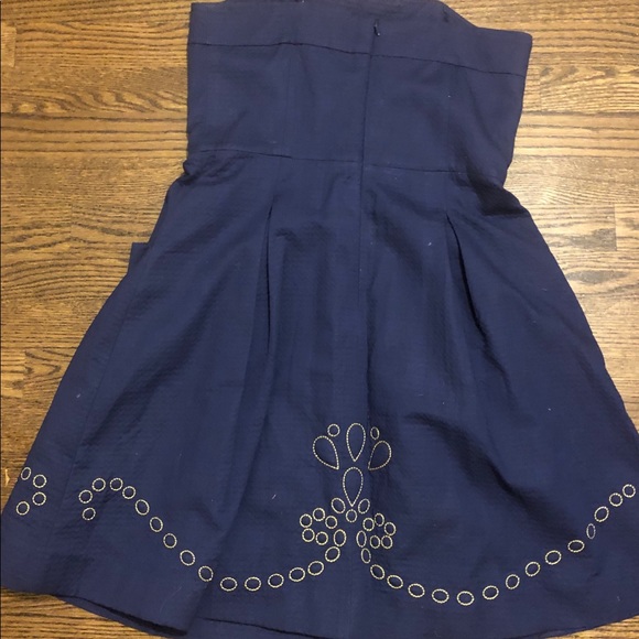 MUST GO: Lilly Pulitzer Navy/Gold Strapless Dress - Picture 4 of 4